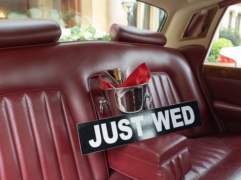 White Rolls Royce Wedding Car